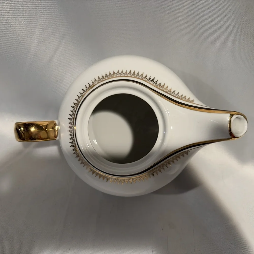 Chodziez Poland Tea Pot Black Gold Band Filligree